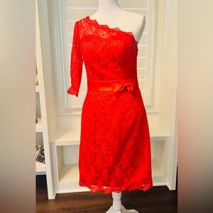 Red Lace Cocktail Dress with Satin Bow